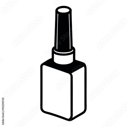 Simple black and white illustration of a nail polish bottle