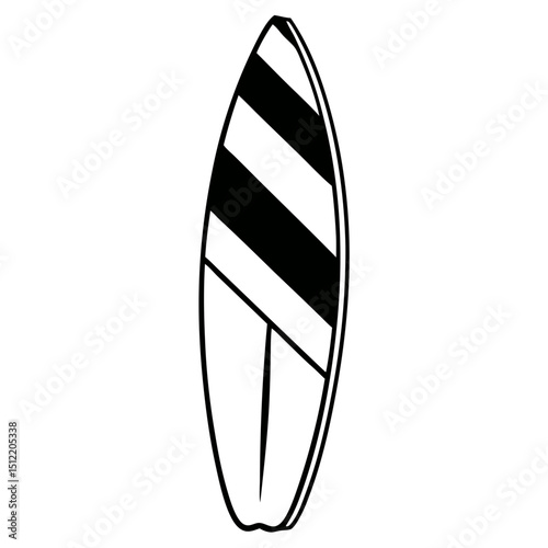 Black and white striped stand up paddleboard icon illustration