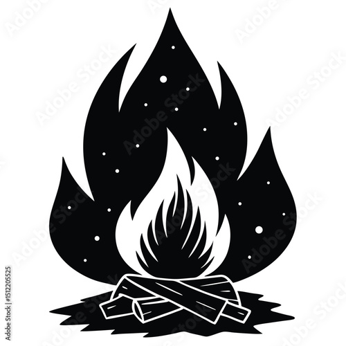 Celestial Campfire Night Sky Embers Illustration