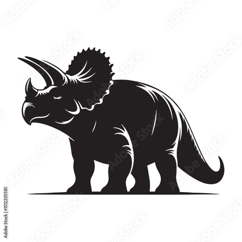 Bold Triceratops silhouette standing firm – Triceratops illustration – Minimalist Triceratops vector – Dinosaur silhouette

