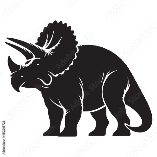 Mighty Triceratops silhouette with horned power – Triceratops illustration – Minimalist Triceratops vector – Dinosaur silhouette

