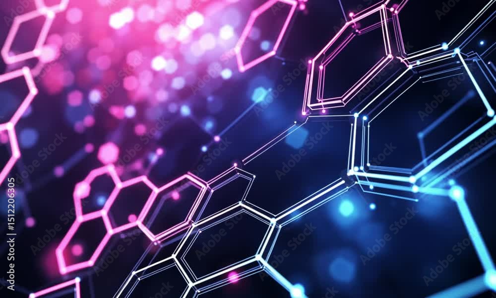 Abstract glowing hexagonal network