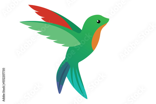 Vibrant Hummingbird Illustration A Colorful Bird in Flight