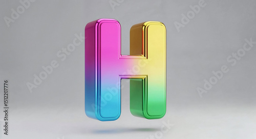 Vibrant rainbow gradient letter h floating on gray background