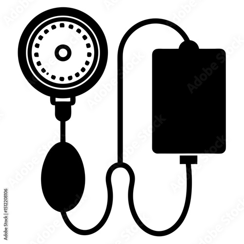 Illustration of a sphygmomanometer blood pressure monitor silhouette