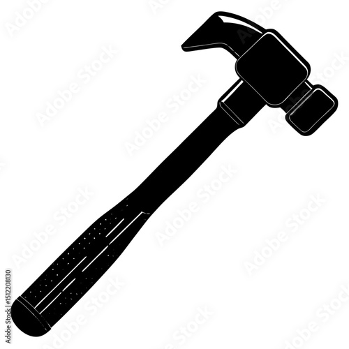 Illustration of a black hammer with a textured handle tool silhouette