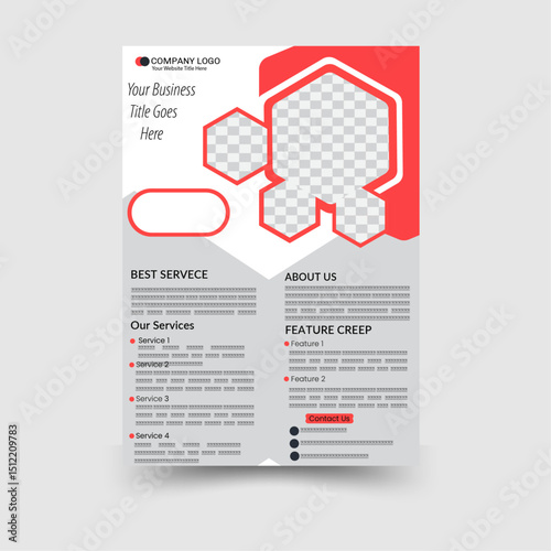 A4 Size Unique simple Real Estate Flyer Template Design  
with red color geometric shape