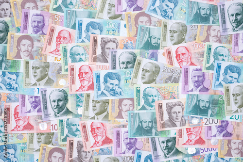 Serbian dinar currency banknotes