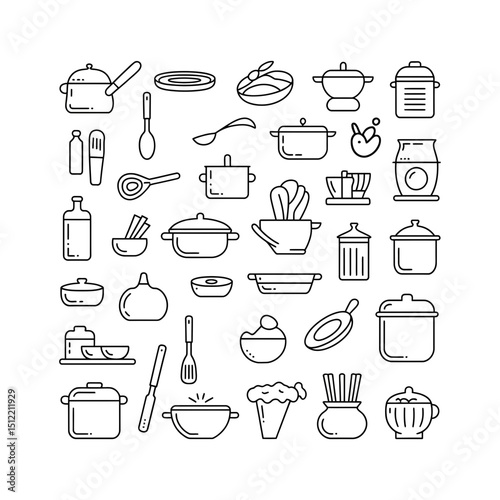 A set of kitchen item vector art illustration