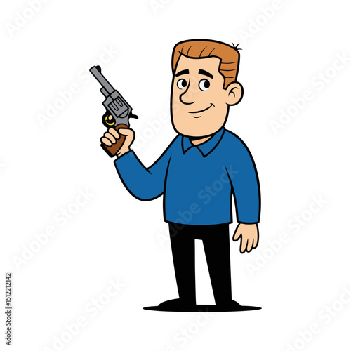 man with a gun in his hand vetor