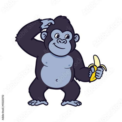 VECTOR ILLUSTRATION OF A GORILLA WITH A BANANA
