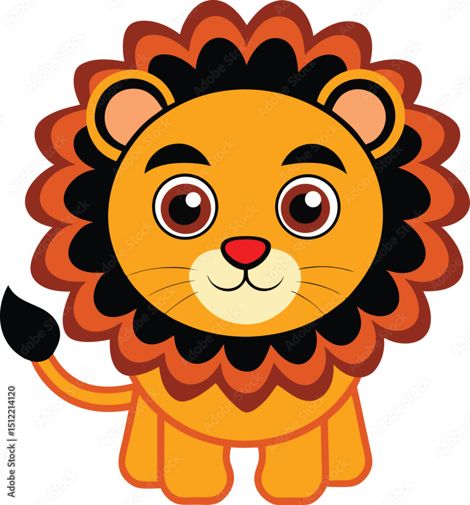 Obraz premium Cute Little Lion Cartoon Vector - Illustration