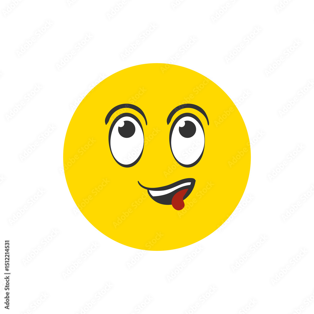 Fototapeta premium PNG emotion icon with funny confused face cartoon expressive character cry laugh caricature tongue background isolated angry eyebrow illustration smirk scared crazy comic symbol cute