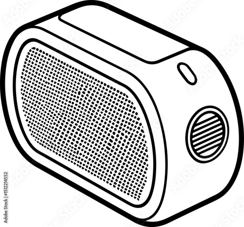 Bluetooth speaker black outline vector and illustration, coloring book page
