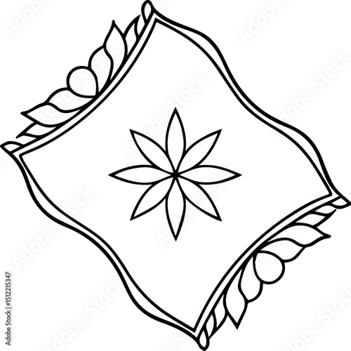 decorative throw outline vector illustration, line art