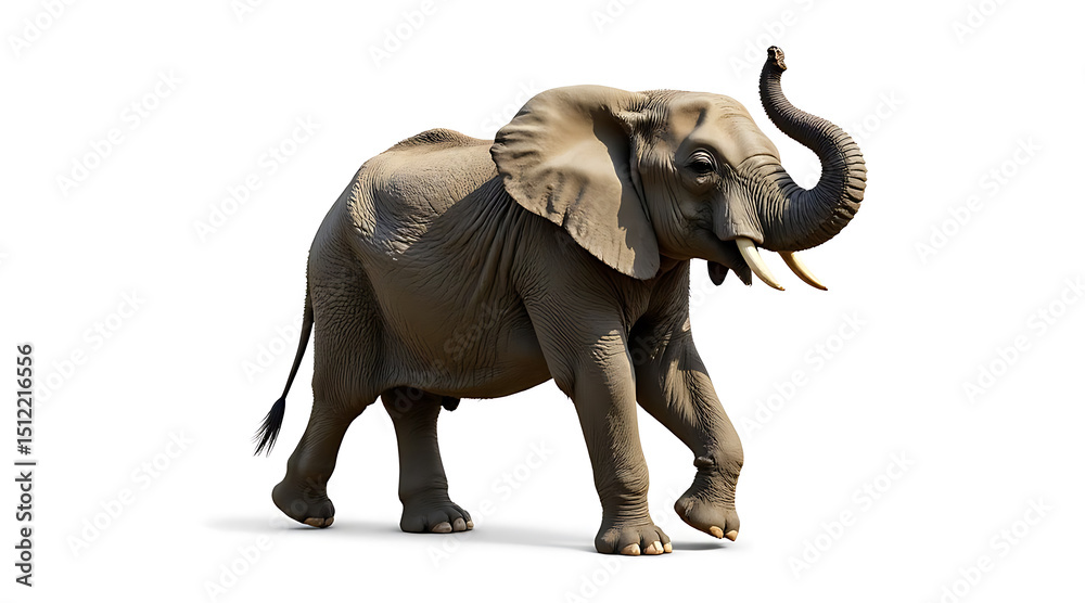 Obraz premium Majestic elephant walking through savanna landscape during sunny midday Generative AI