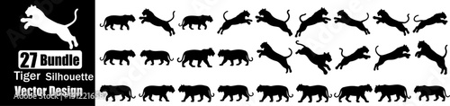 A bundle of a tiger silhouette vector illustration
