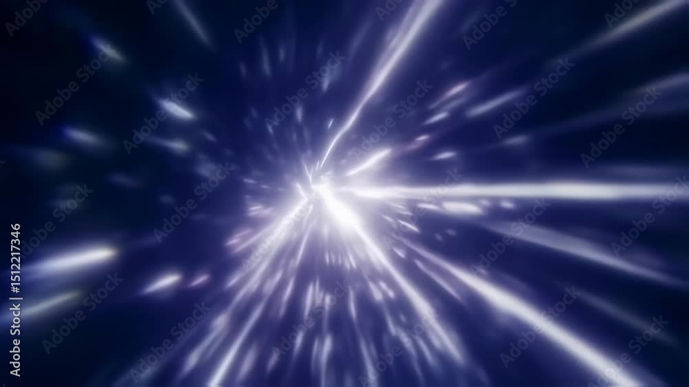 Futuristic wormhole motion graphics, digital light tunnel and hyper space jump