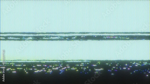 4K Bad TV signal with horizontal static lines and CRT scanlines, pixel noise and analog distortion for motion graphics overlay, screen mode, retro glitch aesthetic and VHS-style visual error