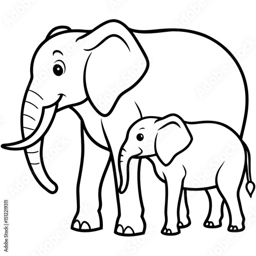 Mother And Calf Elephant Duo