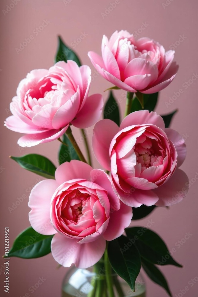 Fototapeta premium Luscious pink peonies and roses bouquet Plenty of copy space , petals, macro, soft