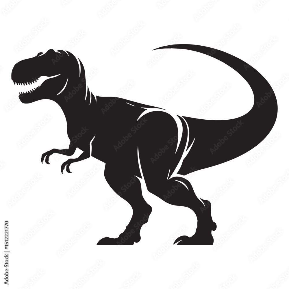 Fototapeta premium Silent stalker Tyrannosaurus silhouette – Tyrannosaurus illustration – Minimalist Tyrannosaurus vector – Dinosaur silhouette