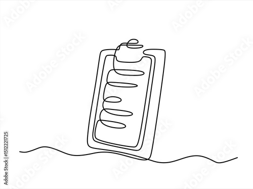 Clipboard with checklist icon continuous one line drawing of outline vector illustration, One continuous line vector drawing of a folder. Outline documents background icon. Editable stroke.