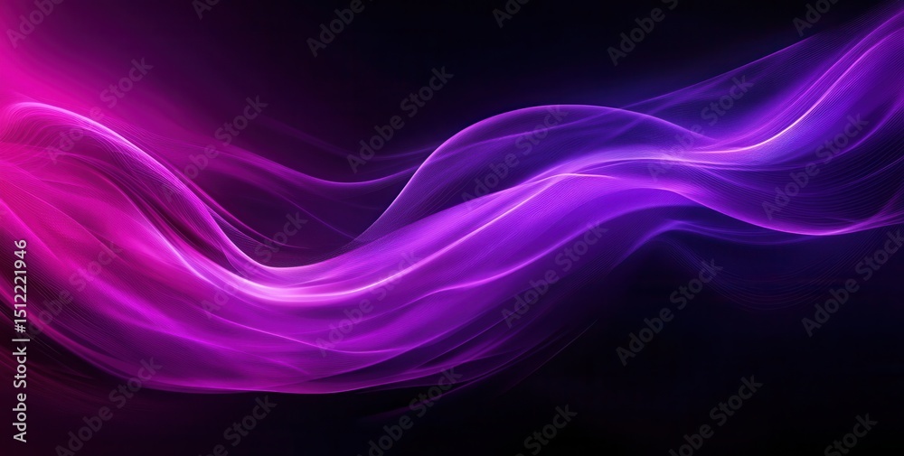 Fototapeta premium Abstract Visualization of Flowing Purple and Pink Waves on a Dark Background, Representing Motion and Energy in Digital Art