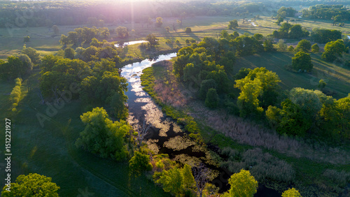 Aerial view of the Rogalin Landscape Park, Poland.
