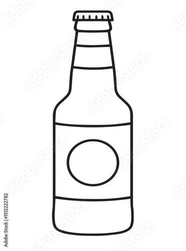 Minimalist Black Line Art Illustration of Glass Beer Bottle