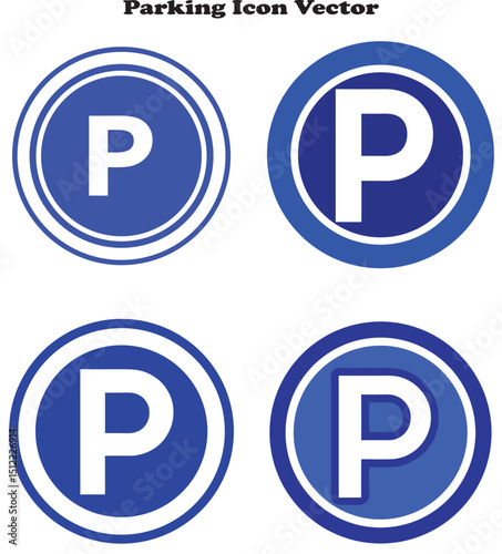 Vector illustration of a bold capital P inside a circle indicating parking, designed on a clean white background for maps, signage, navigation, or transport-related graphics