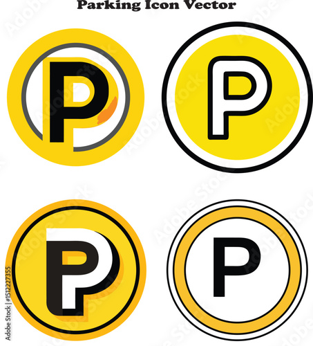 Vector illustration of a bold capital P inside a circle indicating parking, designed on a clean white background for maps, signage, navigation, or transport-related graphics