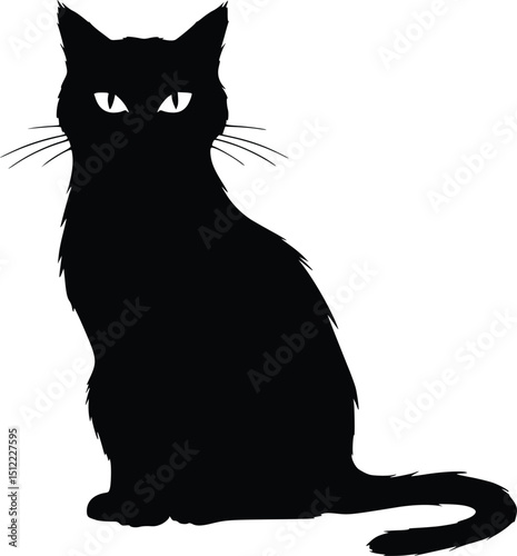 Silhouette of a black cat with calm and mysterious pose reflecting feline grace and mystique

