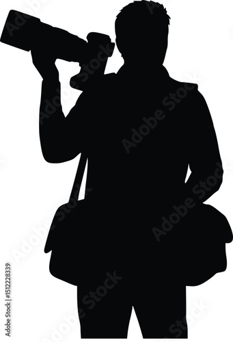 Silhouette of a person holding megaphone dynamic pose public address leadership monochrome illustration