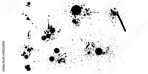 Abstract Ink Splatter, Drip, and Brush Stroke Texture Pack. Black Grunge Artistic Elements for Graphic Design, Digital Art, Backgrounds, Posters, and Creative Projects Vector