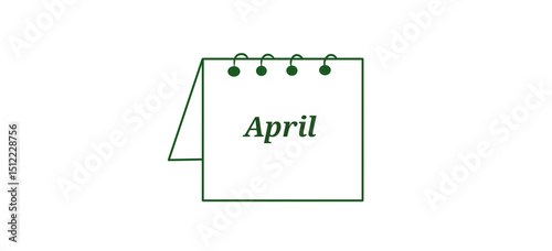  A green outline icon of a desk calendar displaying 