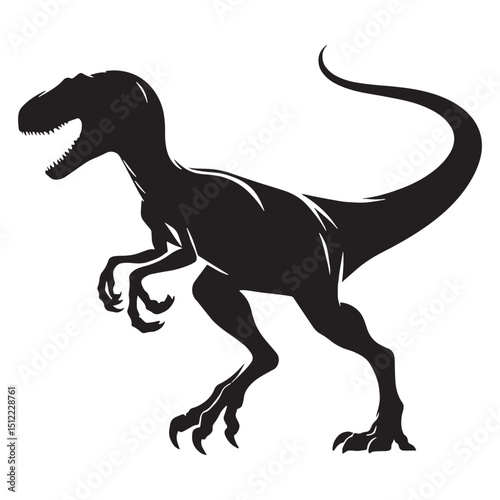 Minimalist Velociraptor silhouette with sharp edges – Velociraptor illustration – Minimalist Velociraptor vector – Dinosaur silhouette

