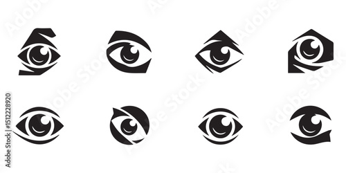 Abstract eye icons set graphic design elements
