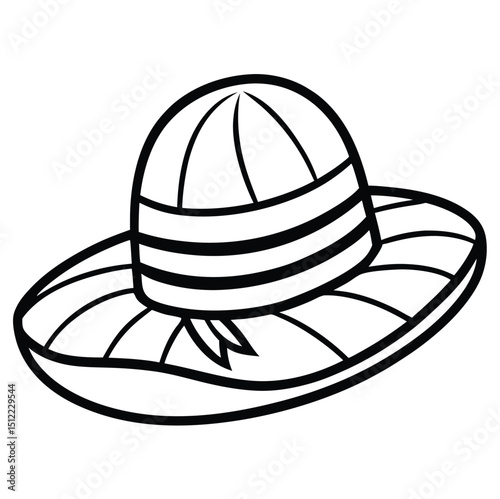 Striped sun beach hat illustration isolated on white background