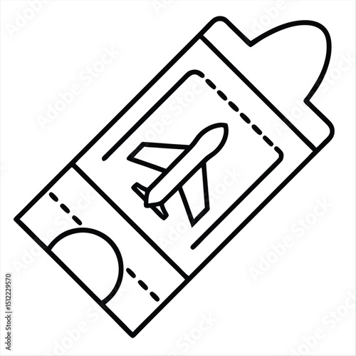 Airline boarding pass icon white graphics isolated on white background