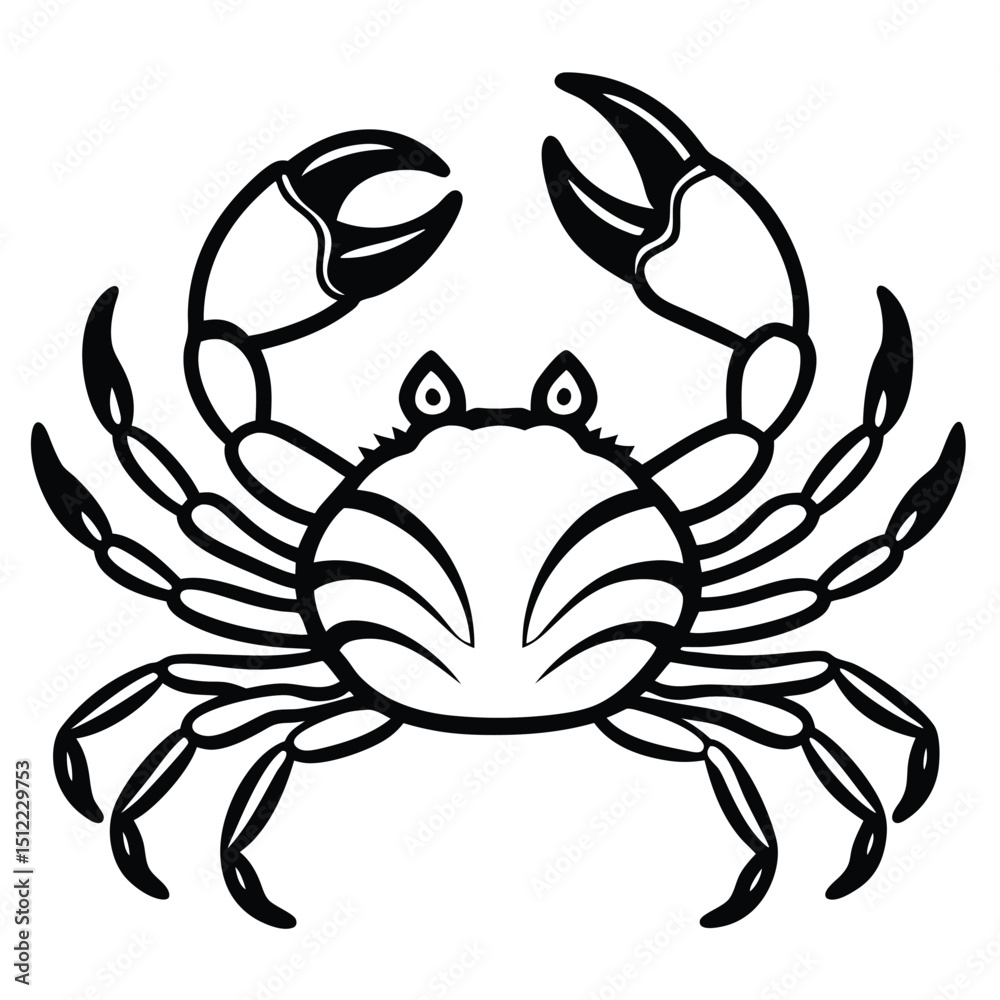 Fototapeta premium Stylized crab illustration white graphics isolated on white background
