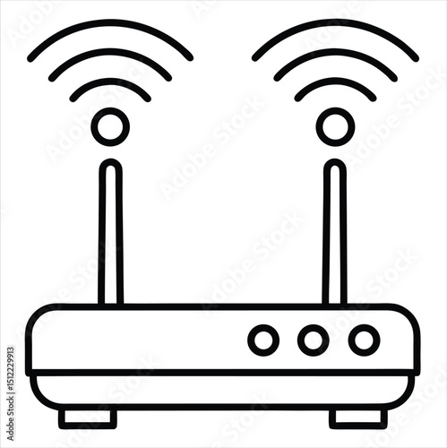 Wireless router icon line art isolated on white background