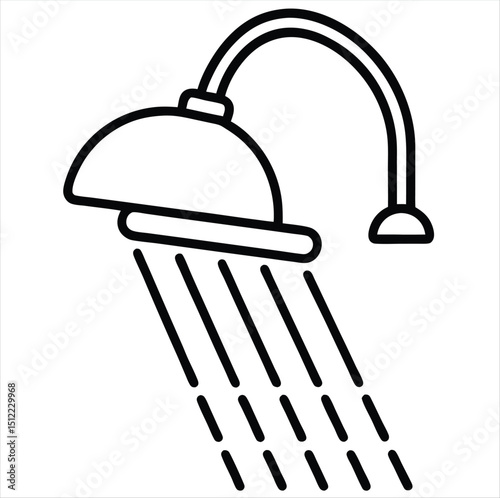 Shower head icon line art isolated on white background