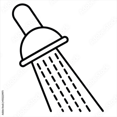 Simple shower head icon outline graphic isolated on white background