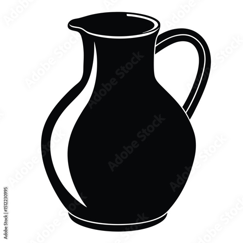 Elegant Black Pitcher Silhouette Simple Kitchenware Illustration