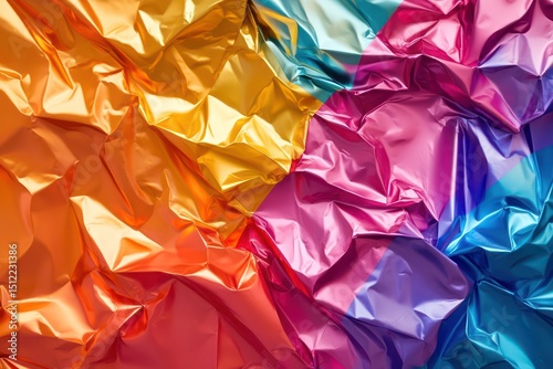 Dynamic foil texture with vibrant rumpled folds