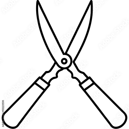 Hedge Shears Silhouette Vector on White
