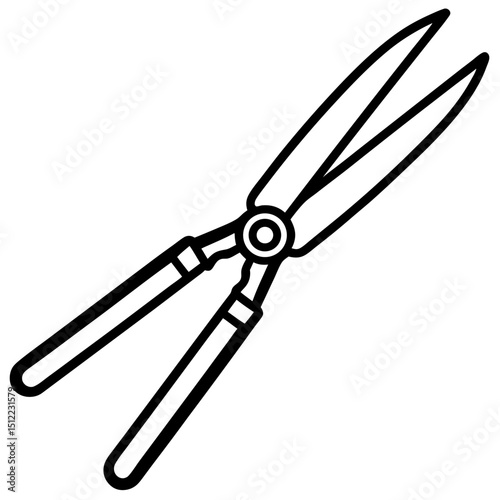Hedge Shears Silhouette Vector on White