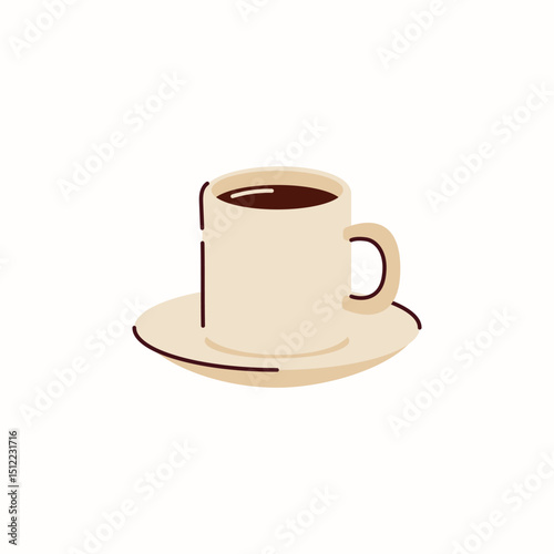 Coffee espresso cup vector hand drawn illustration in a flat style isolated on a white background
