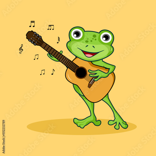 cute frog playing guitar